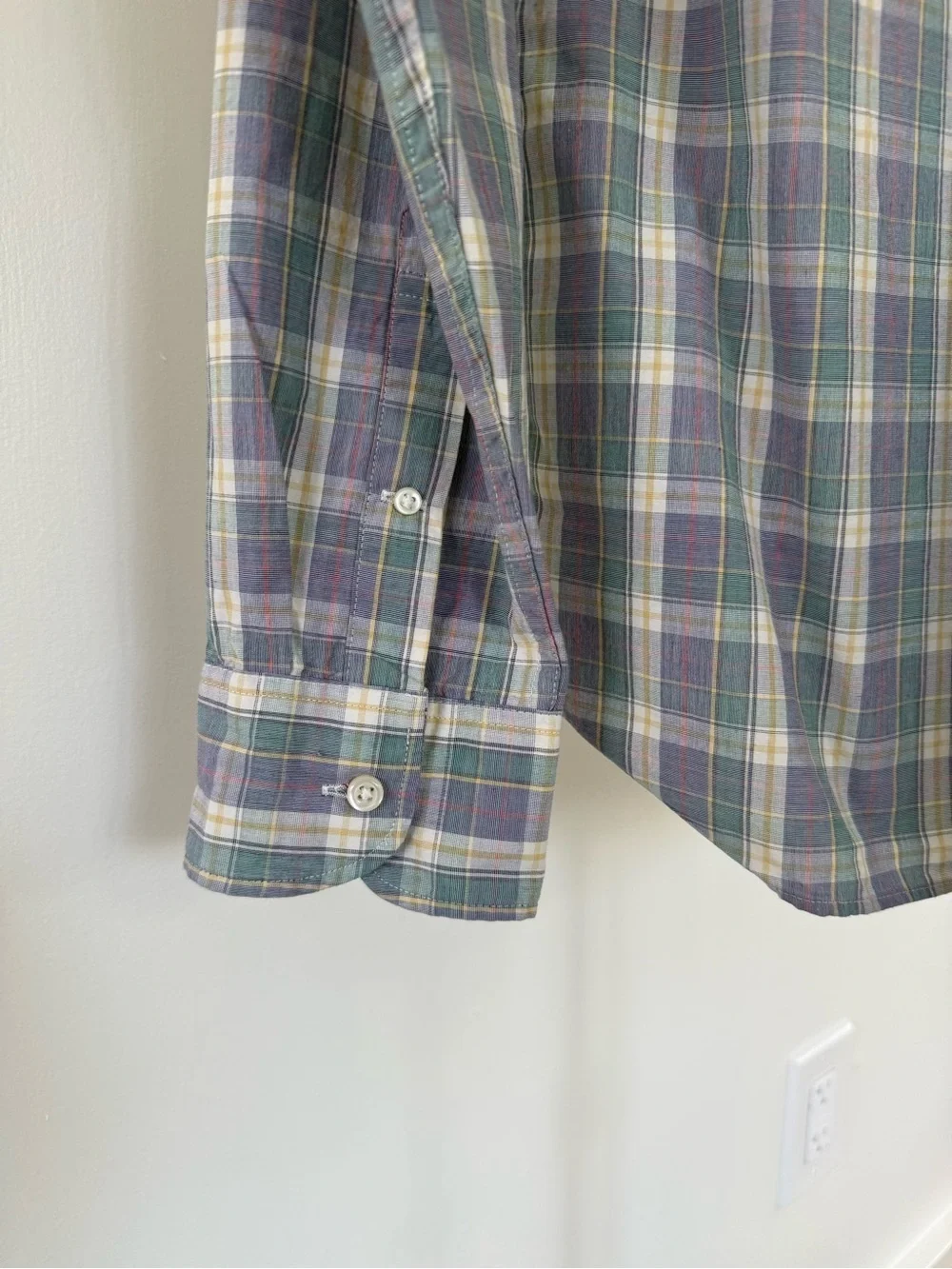 J. Crew Plaid Button-Down Shirt in Blue, Green & White